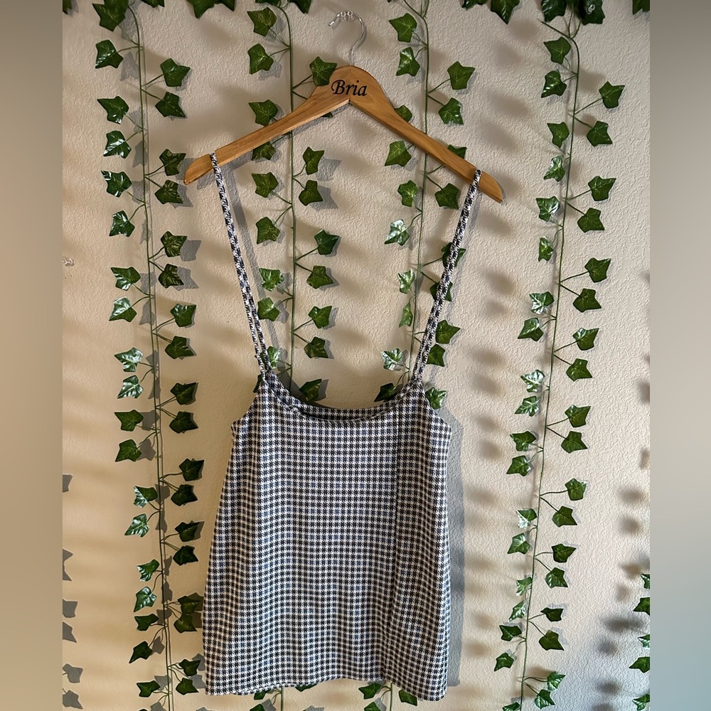 Papermoon blue, grey & white checkered overall dress, size medium